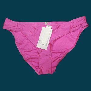 NWT Sunshine 79 Solids Shirred Side Hipster Bikini Bottoms Size 12 Pink Swimwear